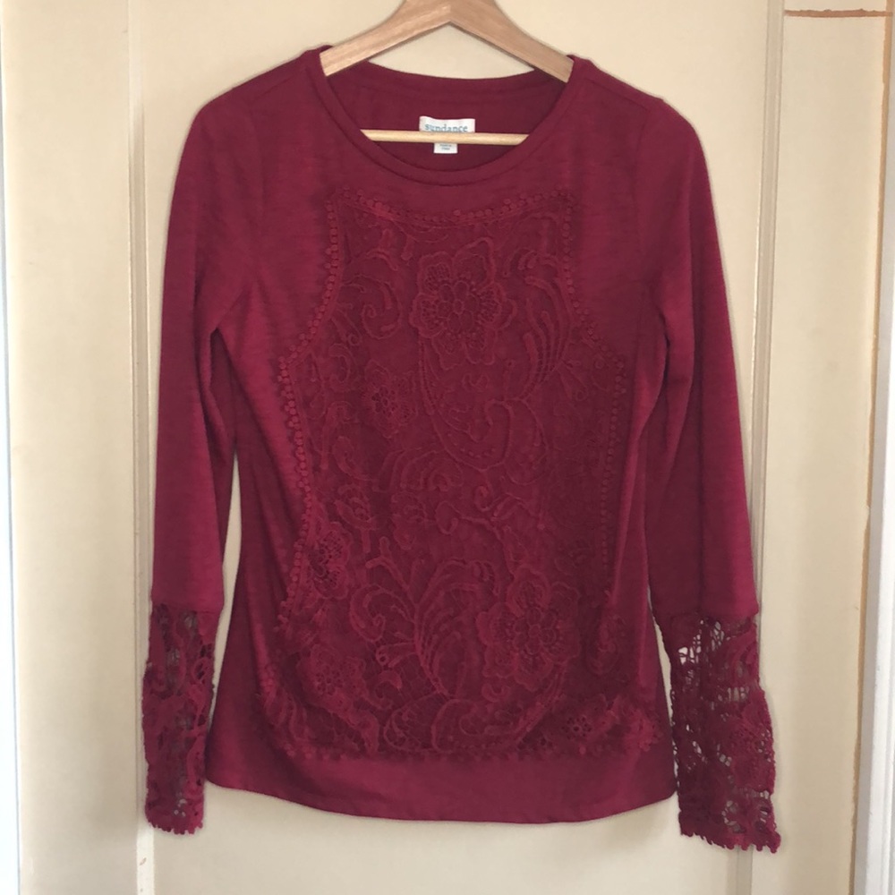 Sundance long sleeve lace front shirt